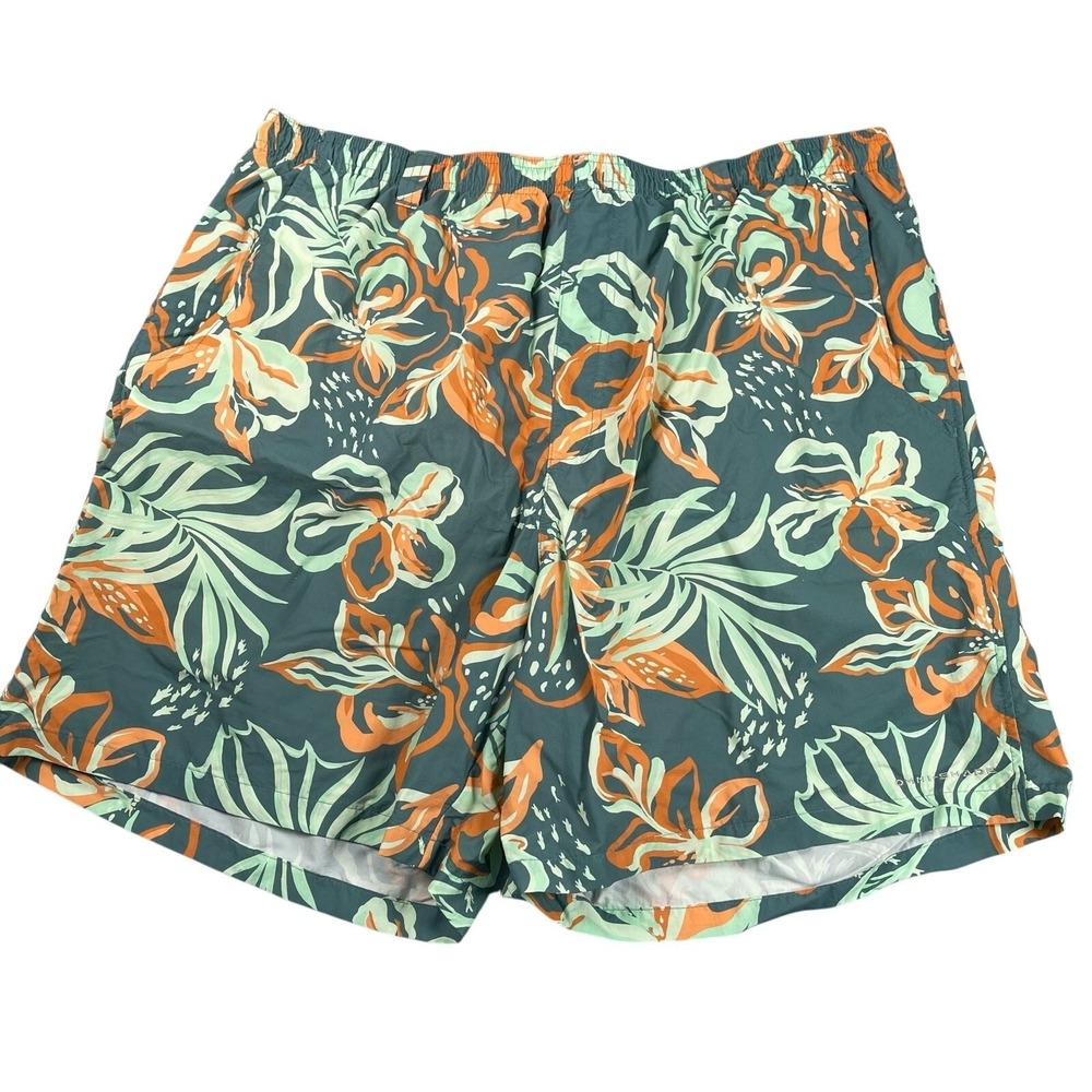 Columbia PFG Water Shorts Swimwear Men XXL Teal Floral Super Backcast Mesh Lined